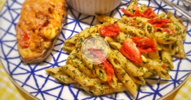 taze naneli, peynirli tam bugday makarna